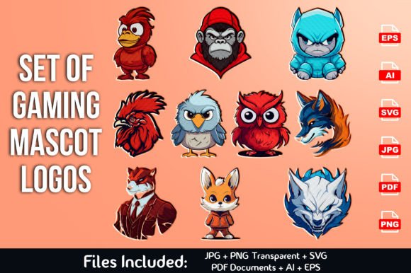 Animal Gaming Mascot Logo Set: Bold Graphics & Logos