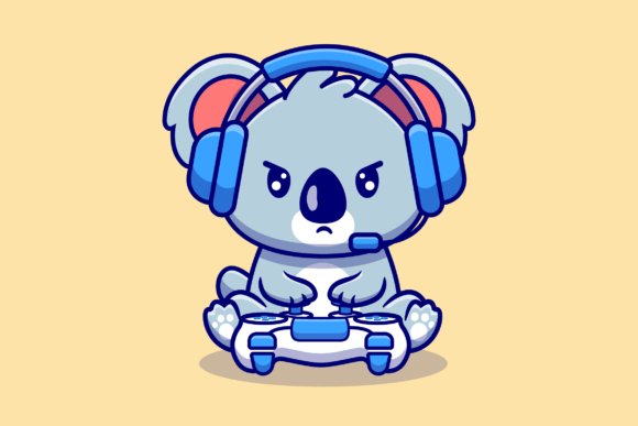 Cute Koala Gaming Illustration for Graphics