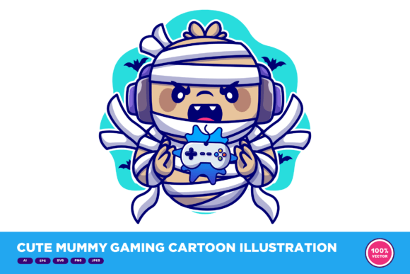 Cute Mummy Gaming Illustration for Graphics