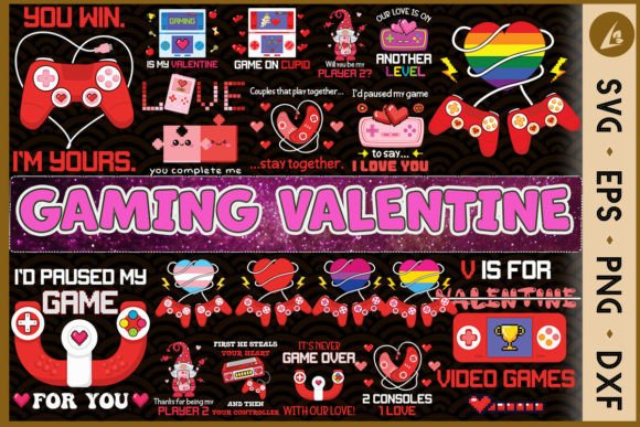 Gaming Valentine Bundle Retro SVG: Graphics for Crafts
